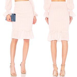 LPA Revolve Smocked Blush Midi Skirt Size XL